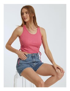 Celestino Ρίπ αμάνικη μπλούζα με σούρες σκουρο ροζ για Γυναίκα