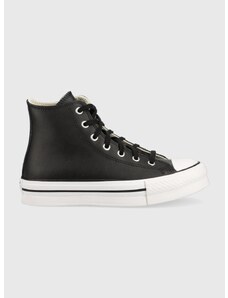 Παιδικά δερμάτινα πάνινα παπούτσια Converse Chuck Taylor All Star Eva Lift χρώμα: μαύρο