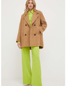 Μάλλινο παλτό Pinko χρώμα: καφέ