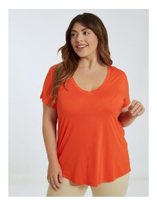 Celestino Κοντομάνικη μπλούζα με v λαιμόκοψη πορτοκαλι για Γυναίκα