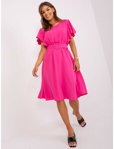 Fashionhunters Σκούρο ροζ casual φόρεμα βισκόζης