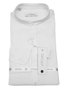 Vittorio Artist - 8000-23-5002 - Mao linen slim fit - White - Πουκάμισο