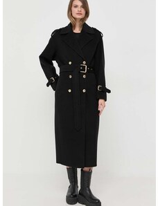 Μάλλινο παλτό Pinko χρώμα: μαύρο