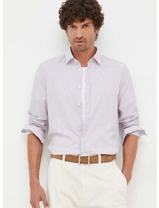 Βαμβακερό πουκάμισο Sisley ανδρικό, χρώμα: μοβ