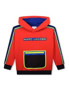 Παιδική βαμβακερή μπλούζα Marc Jacobs χρώμα: κόκκινο, με κουκούλα