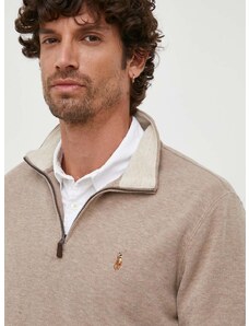 Βαμβακερό πουλόβερ Polo Ralph Lauren χρώμα: καφέ