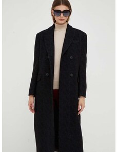 Μάλλινο παλτό Pinko χρώμα: μαύρο