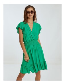 Celestino Φόρεμα με βολάν και βαμβάκι πρασινο για Γυναίκα
