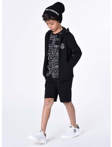 Παιδική μπλούζα Karl Lagerfeld χρώμα: μαύρο, με κουκούλα