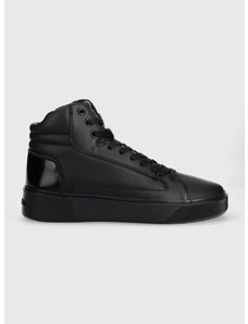 Δερμάτινα αθλητικά παπούτσια Calvin Klein HIGH TOP LACE UP INV STITCH χρώμα: μαύρο, HM0HM01164 F3HM0HM01164