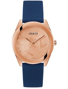 GUESS Cubed Lady - GW0665L2, Rose Gold case with Blue Rubber Strap