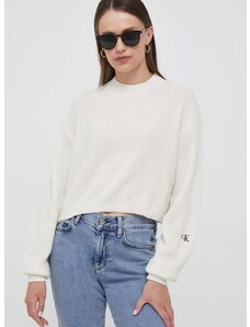Μάλλινο πουλόβερ Calvin Klein Jeans γυναικεία, χρώμα: μπεζ