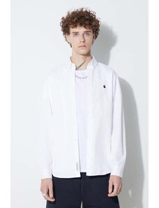Βαμβακερό πουκάμισο Carhartt WIP Madison Shirt ανδρικό, χρώμα: άσπρο