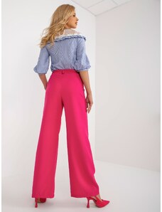 Fashionhunters Σκούρο ροζ φαρδύ παντελόνι από σουηδικό υλικό