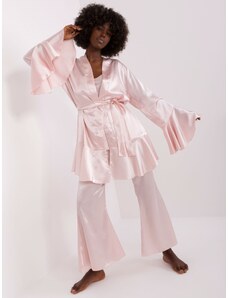 Fashionhunters Ανοιχτό ροζ πιτζάμες τριών τεμαχίων με παντελόνι