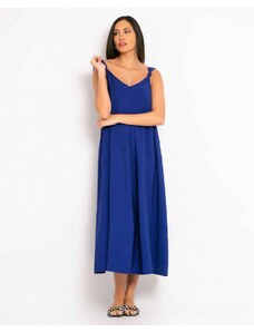 noobass Φόρεμα Midi Ραντάκι Με "V" Και Κουφόπιετα Μπλε OS