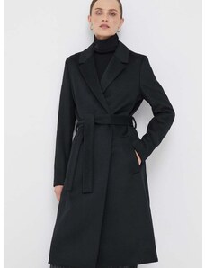 Μάλλινο παλτό Calvin Klein χρώμα: μαύρο