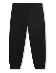 Παιδικό βαμβακερό παντελόνι HUGO χρώμα: μαύρο