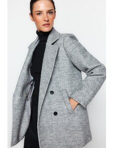 Trendyol Gray Premium Oversize Wide-Cut Μάλλινο Παλτό
