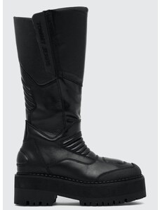 Μπότες Tommy Jeans TJW LONG SHAFT BIKER BOOT χρώμα: μαύρο, EN0EN02376 F3EN0EN02376