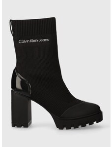 Μποτάκια Calvin Klein Jeans PLATFORM KNIT SOCK KNIT WN χρώμα: μαύρο, YW0YW01196 F3YW0YW01196