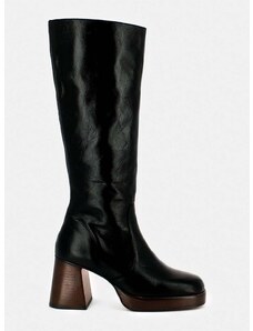 Δερμάτινες μπότες Jonak BETINA CUIR VIEILLI γυναικείες, χρώμα: μαύρο, 6001328