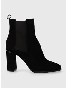 Σουέτ μπότες τσέλσι Calvin Klein CUP HEEL CHELSEA BOOT 80-SUE γυναικείες, χρώμα: μαύρο, HW0HW01714 F3HW0HW01714