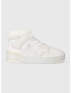 Δερμάτινα αθλητικά παπούτσια Tommy Hilfiger TH HI BASKET SNEAKER χρώμα: άσπρο, FW0FW07308 F3FW0FW07308