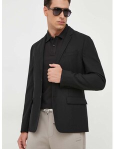 Μάλλινο μπουφάν Calvin Klein χρώμα: μαύρο