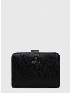 Δερμάτινο πορτοφόλι Furla γυναικεία, χρώμα: μαύρο