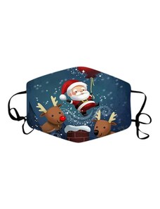OEM Μάσκα Υφασμάτινη Tres Chic με Σχέδιο “Santa Claus & Rudolphs”