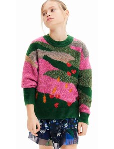 Παιδικό πουλόβερ από μείγμα μαλλιού Desigual χρώμα: ροζ