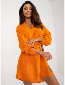 Fashionhunters OCH BELLA βαμβακερό casual φόρεμα σε πορτοκαλί χρώμα