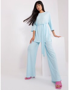 Fashionhunters Γαλάζιο casual σετ με oversize μπλούζα