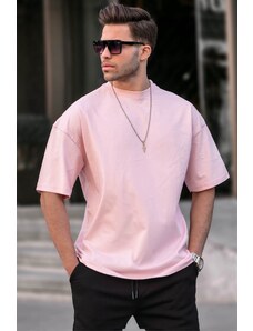 Madmext Men's Powder Pink Oversize Fit Basic T-Shirt 6066