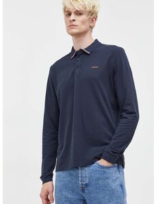 Βαμβακερή μπλούζα με μακριά μανίκια HUGO χρώμα: ναυτικό μπλε
