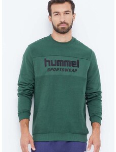 Βαμβακερή μπλούζα Hummel χρώμα: πράσινο