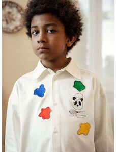 Παιδικό βαμβακερό πουκάμισο Mini Rodini χρώμα: άσπρο