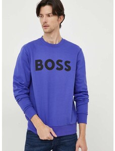 Βαμβακερή μπλούζα BOSS χρώμα: μοβ