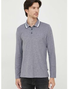 Βαμβακερή μπλούζα με μακριά μανίκια BOSS χρώμα: γκρι