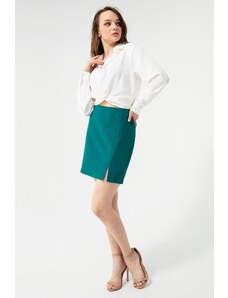 Lafaba Women's Emerald Green Slit Mini Skirt