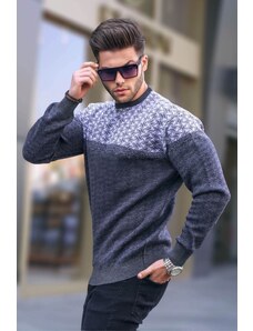 Madmext Anthracite Patterned Men's Knitted Sweater 5977