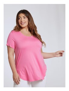 Celestino Κοντομάνικη μπλούζα με καμπύλη στο τελείωμα ροζ για Γυναίκα