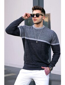 Madmext Anthracite Color Block Men's Sweater 4734