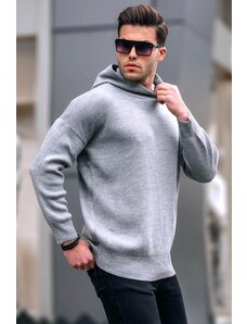 Madmext Hooded Gray Knitwear Sweater 5293