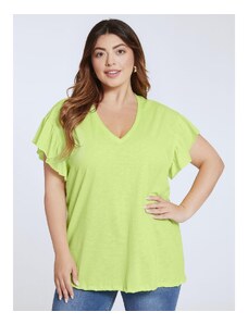Celestino Βαμβακερή μπλούζα με βολάν στο μανίκι φλουο πρασινο για Γυναίκα