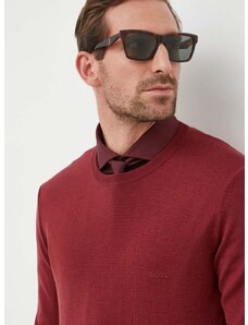 Μάλλινο πουλόβερ BOSS ανδρικά, χρώμα: κόκκινο