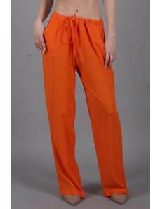 Madmext Orange Crinkle Fabric Basic Women's Beach Trousers