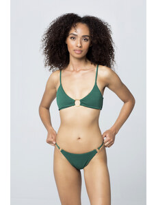 Homewear Bikini τοπ και σλιπ με κρίκους γκοφρέ πράσινο