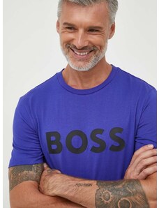 Βαμβακερό μπλουζάκι BOSS χρώμα: μοβ